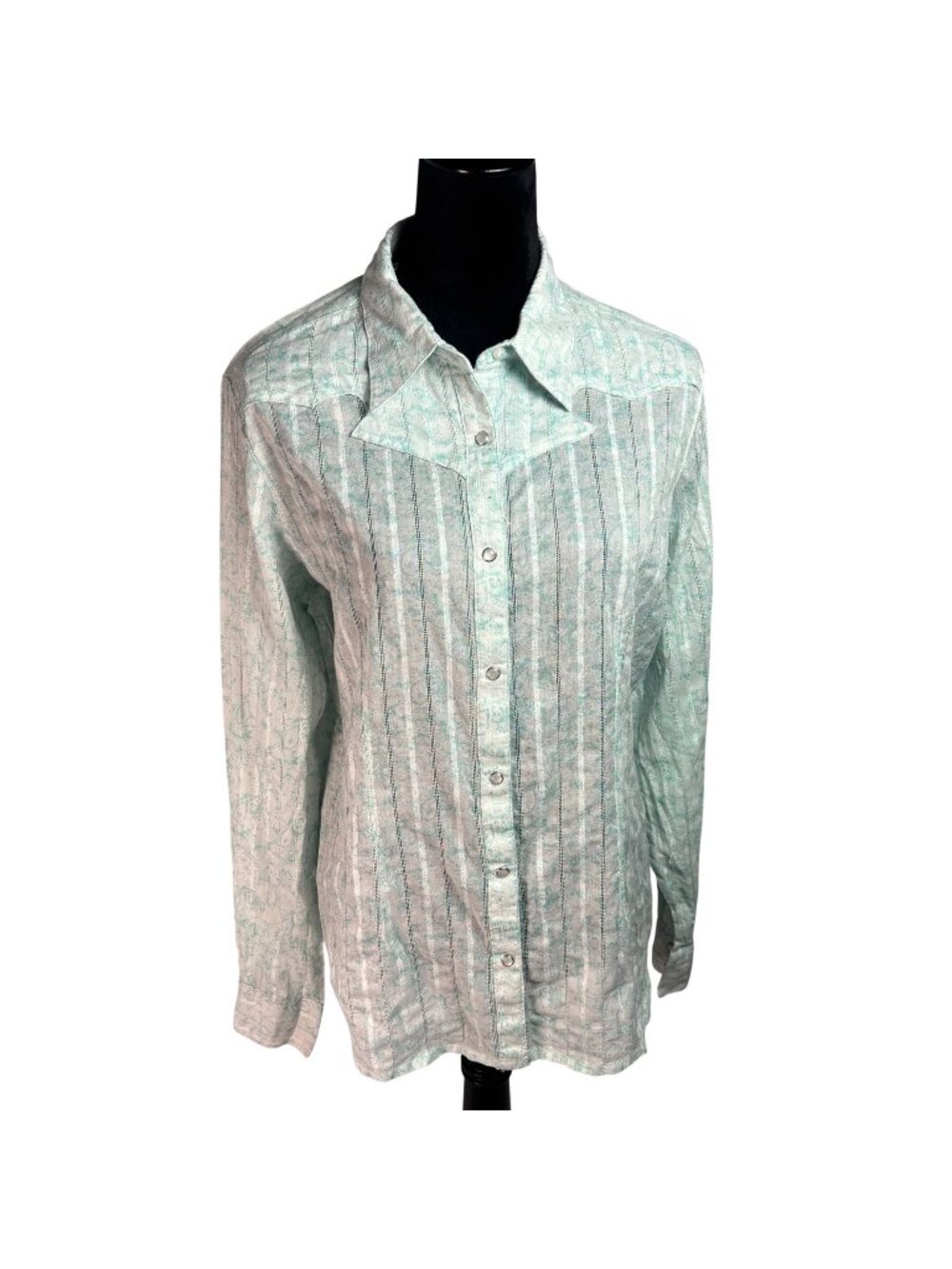 Wrangler Pastel Green Plaid Pearl Snap Western Shirt Women's Large NWOT
